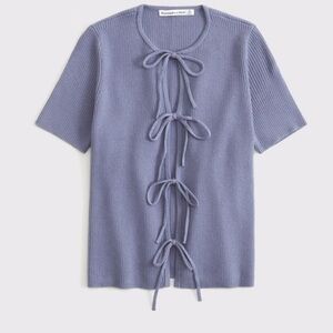 Abercrombie & Fitch - Blue Short Sleeve Tie-Front Cardigan